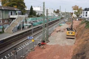 Fortschritt Bauarbeiten im Bahnhof Eschersheim (Oktober 2021)
